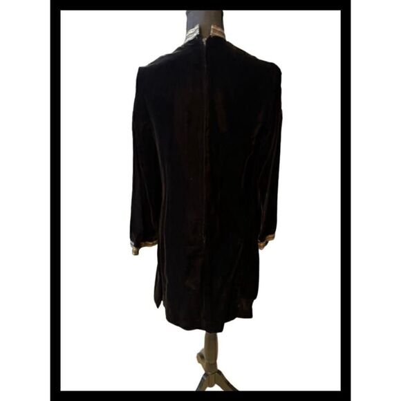 ARTBRO JR SPORTSWEAR VINTAGE 70s women’s black velour back zip tunic dress - Picture 2 of 7